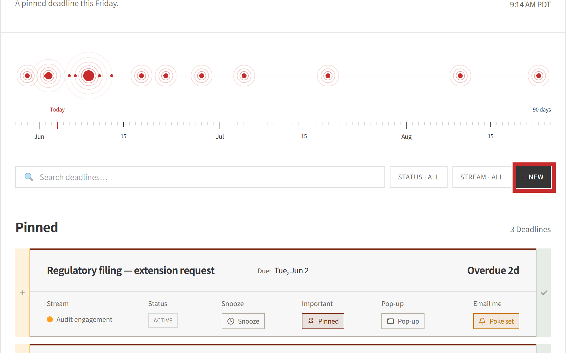 The + New button outlined on the dashboard